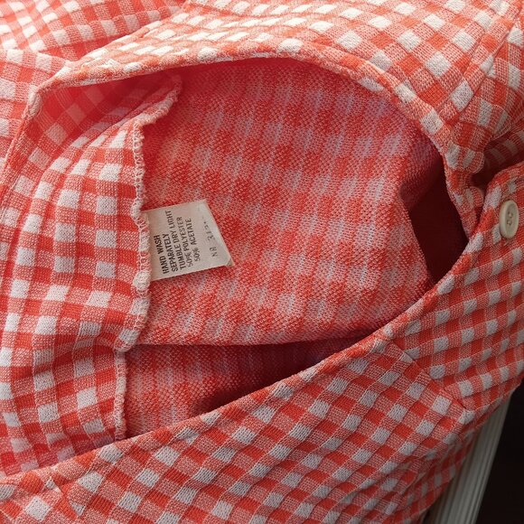 Medium Vintage Granny Western Top Red White Gingham Sleeveless Blouse 1970's - Picture 6 of 7